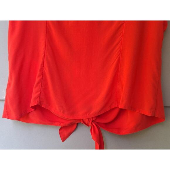 Maeve by Anthropology Front Tie Button Down Blouse Top Shirt Red Size 8 M Rayon - Picture 9 of 10